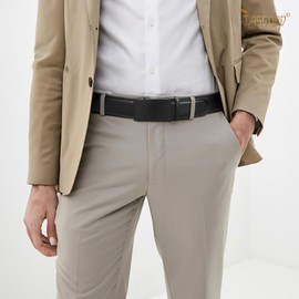 JASGOOD Leather Men Belt, Sliding Ratchet Leather Belt for Men Suit with Automatic Buckle 1.38" Wide,Black(Matte Black Buckle)