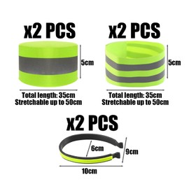 TYGFRT 4 Pcs Reflective Armbands, 2 Pcs Reflective Trouser Loops, Reflective Strips, Reflective Wrist Straps, Warning Armbands, High Visibility Armbands, Elastic Reflective Wrist Straps