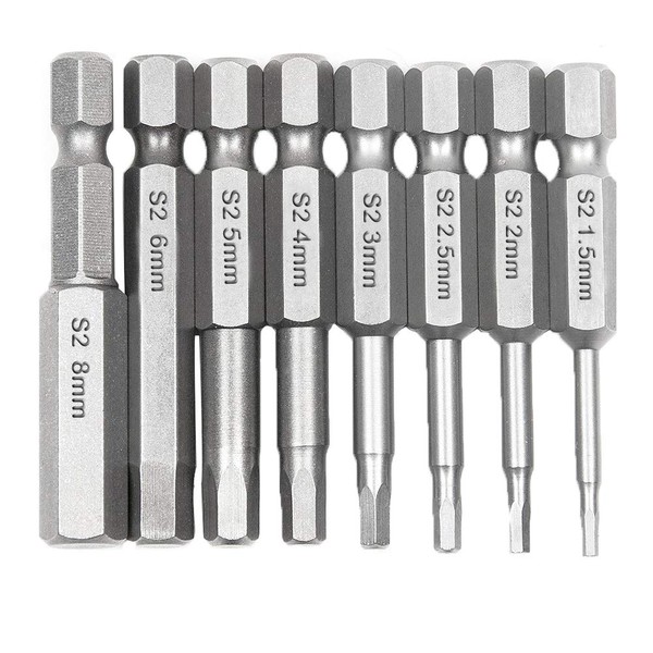 Eyech 8Pcs Metric Sizes Hex Head Allen Wrench Screwdriver Bits