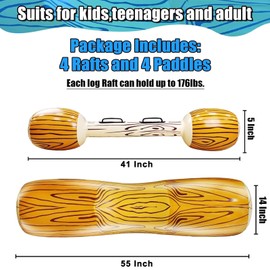 [Upgraded Log Rafts] 4 Pcs Jumbo Inflatable Battle Log Pool Game - 2 Players Inflatable Floating Toy for Kids Adults, Family Pool Fighting Float Row Toys for Pool Parties, Beach, Summer Outdoor Sports