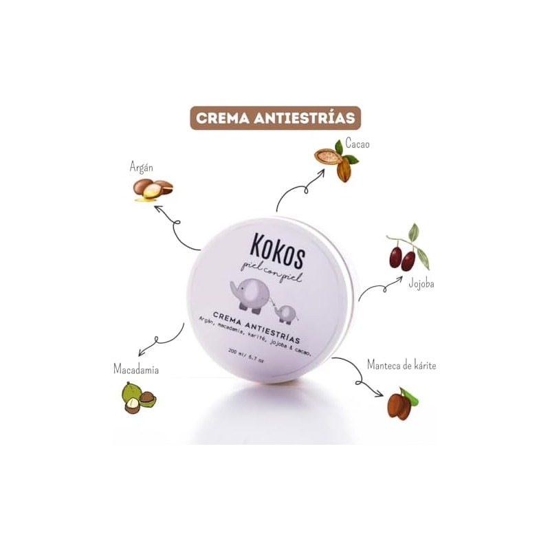 KOKOS Crema Antiestrías Aceites Naturales 200 Ml