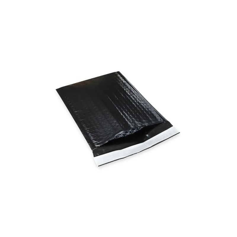 #0 6"x10" Deep Black Poly Air Bubble Mailers Peel and