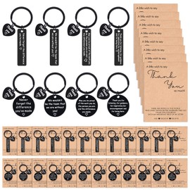 Sureio 32 Pcs Employee Appreciation Gifts Bulk Thank You Keychain with Card for Coworker Teacher Volunteer Nurse(Black)