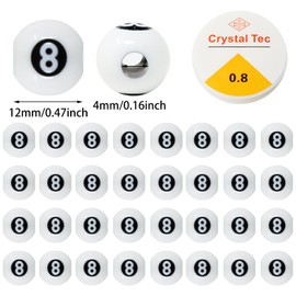 Honbay 100PCS Acrylic Billiards Beads Sports Ball Beads Big Hole Beads Round Spacer Loose Beads with 8.7 Yards Elastic Thread for Bracelets Necklaces Earrings Jewelry Making DIY Craft Project (White)