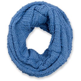styleBREAKER knitted loop scarf checkered, plain fine-knit snood, winter knitted scarf, unisex 01018154, Colour:Blue
