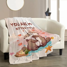 Valentine's Day Gifts for Her, Otter Blanket 50" x 60", Girlfriend and Wife, Otter Gifts for Women, Romantic Present Ideas, Otter Lover Gift