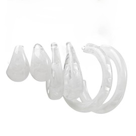 3 Pairs Resin Hoop Earrings Lightweight Minimalist Vintage Polished Teardrop Waterdrop C Shape Circle Round Cuff Acrylic Earrings Thick Chunky Wide Thin Acetic Acid Earrinsg Set for Women