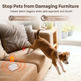 Haoguo Pet Training Vibration-Sensing Alarm, Training Alarm with 3 Adjustable Sensitivity & Volume Settings, Anti-Misoperation Lock Mode, Protects Furniture from Pet Scratching