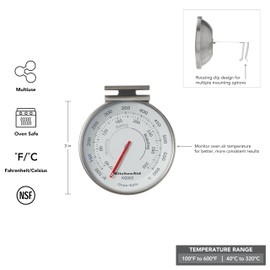 KitchenAid 3-in Dial Oven Thermometer, Temperature Range: 100°F to 600°F