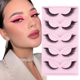 Glowing Win Cat Eye Lashes, 5 Pairs, Fox Eyelashes, Natural False Eyelashes, Cat's Eye Angel, Winged Fake Lashes, Natural Artificial Eyelashes, Cat Eye
