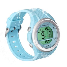 10 ATM Waterproof Boys Girls Watch for Diving Swimming with Functions of Stopwatch, Chronograph and Alarm Clock, Double Time Zone Display, 12/24 Hours Format Selectable, Strap, Ribbon