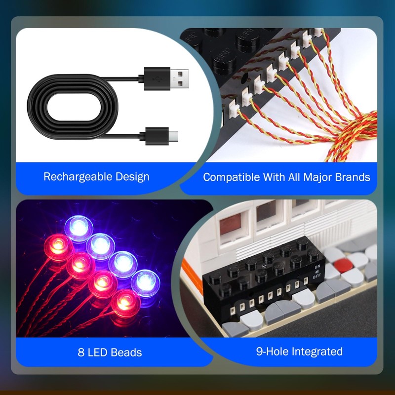 JMBricklayer LED Light Kit Building Blocks Set, 2x6 Blue&Red Light