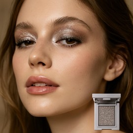 Smoky Taupe Glitter Eyeshadow – Pearlescent Shimmer Single Eye & Face Highlighter, Long-Lasting Waterproof Pressed Powder for Daily and Party Makeup (06#)