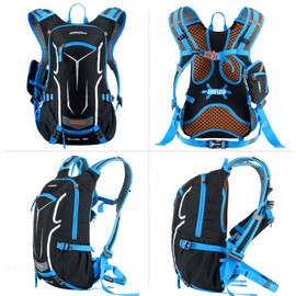 BWBIKE Bicycle Backpack, Cycling Backpack, 18L Waterproof Bicycle Backpack with Rain Cover, Sports Riding Backpack for Hiking, Running, Cycling, Blue 18l