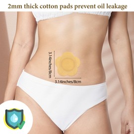 Qianyu 20Pcs Disposable Castor Oil Pack Wrap Belly Button Highly Absorbent Self-Adhesive Wrap Organic Cotton Pads (No Oil) (Skin)