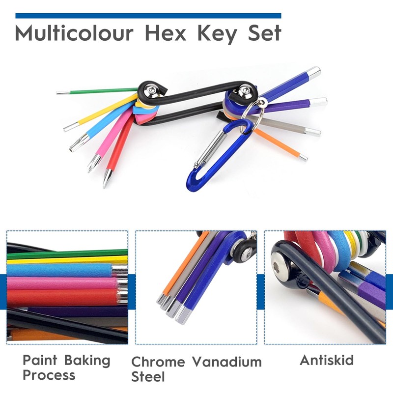 Irenwarl 9-Piece Foldable Hex Key Set, Professional Allen Key Set,