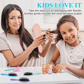 Nuenen 6 Cepillos de Cabello Húmedo para Mujeres Cepillo Desenredante de Viaje de Cerdas Suaves con Base de Cojín Cepillos Pequeños de Pelo Desenredan