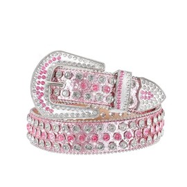 Xpvezl Studded belt Rhinestone Belt for Women Men Belts Cowgirl Bling Silver Leather Belt Western Belt Gifts Festivals Christmas Party Belt Wide Womens Belts Belts for Women Women's Belt(Pink,S)
