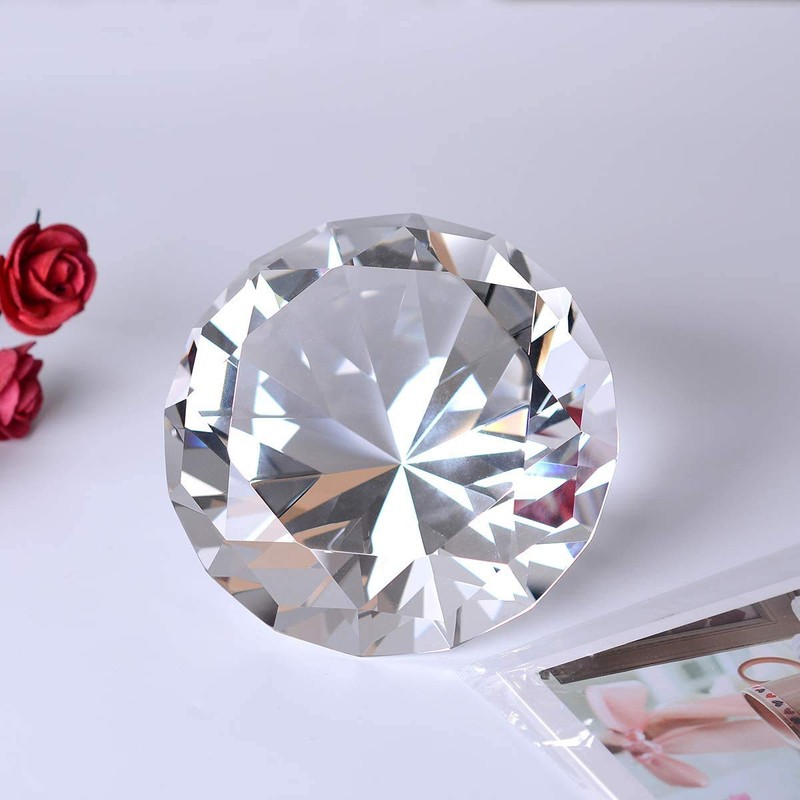 LONGWIN 100mm(3.9") W Crystal Diamond Paperweight Ornament Home Venue Decorations