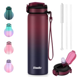 SLUXKE Stainless Steel Insulated Water Bottle, 24oz Insulated Drinking Bottle with Straw Lid, Keep Drinks Cold or Hot, for Work, Sport, Outdoor