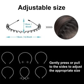KELUBATU Metal Hair Bands for Men Womens Headbands Fashion Black Wavy Hair Band Spring Outdoor Sports Headbands Unisex Hair Bands Accessories Simple Elastic Headwear.