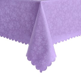 Romanstile Rectangle Vinyl Tablecloth,100% Waterproof Heavy Duty Oil Spill Proof Stain Resistant Plastic PU Table Cover with Flannel Backing for Kitchen, Dining (Rose Purple, 52 x 70)