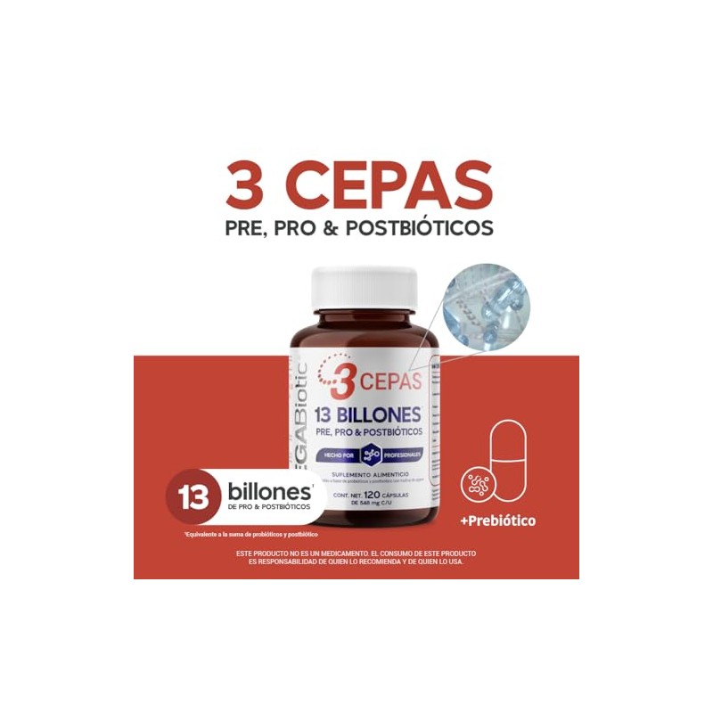 MegaBiotic 13 Billones Prebioticos, Probioticos y Postbioticos | 3 Cepas