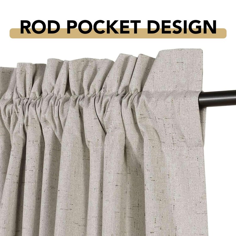 H.VERSAILTEX Linen Look 100% Blackout Curtains 84 Inches Long for