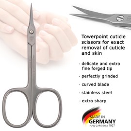 3 Swords Germany | Curved Cuticle Dead Skin Scissors towerpoint tip, Stainless Steel, Extra Sharp - Made in Germany (2815)
