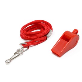 Adoretex Sport Guard Pea Coach Plastic Whistle with Lanyard, Red Color (WK003S) - One Pack