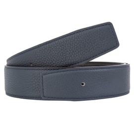 Vatee's Reversible Genuine Leather Belt Without Buckle for Men Replacement Strap 29 mm/34 mm/38 mm Wide, H401: Black/Blue