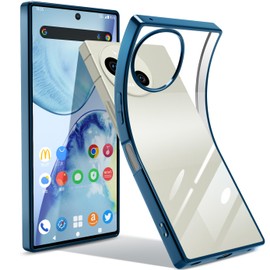 AQUOS R10 AQUOS R9 Case Clear Transparent TPU Thin Lightweight Shockproof SH-51F SH-51E SH-M28 Aquos R10 R9 Plated Soft Popular Protective Cover (Blue)