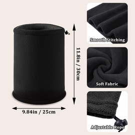 LWAQWHU Winter Neck Warmer Fleece Windproof Bandana Neck Gaiter Adjustable Drawstring Face Scarf for Men Women Unisex Outdoor Sports Skiing Fishing Motorcycle Running Cycling (Black)