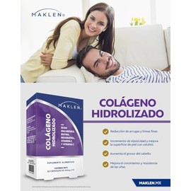 Colágeno Hidrolizado con Ácido Hialurónico, Biotina, Resveratrol, Vitamina E y C, 30 Cápsulas de 590mg
