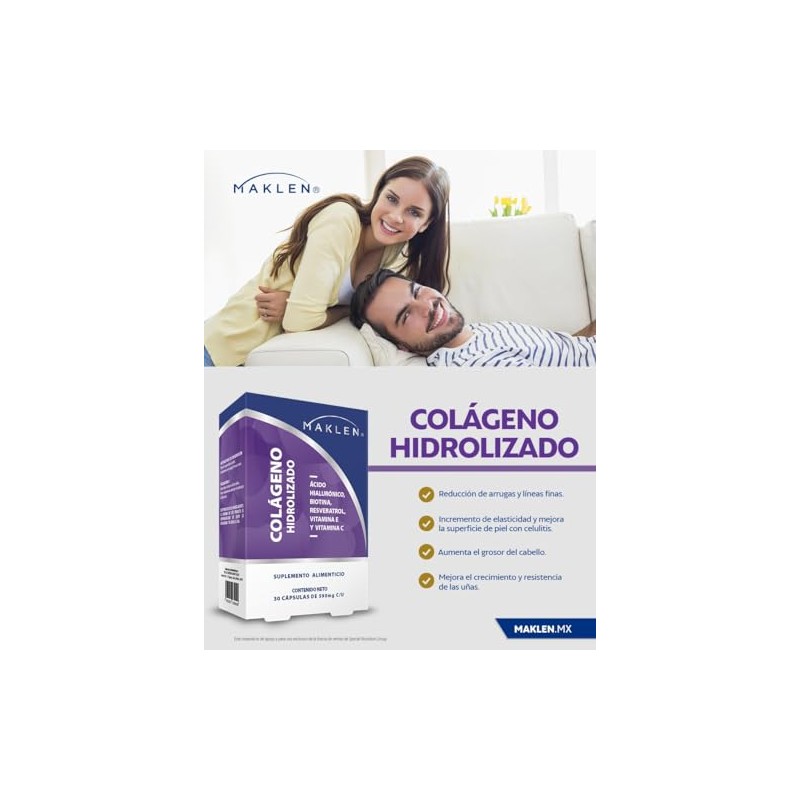 Colágeno Hidrolizado con Ácido Hialurónico, Biotina, Resveratrol, Vitamina E y