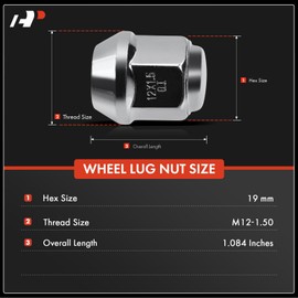 A-Premium Wheel Nuts Replacement for Chevy Aveo 2006-2010 Pontiac M12-1.5 Acorn 27.5mm Front and Rear