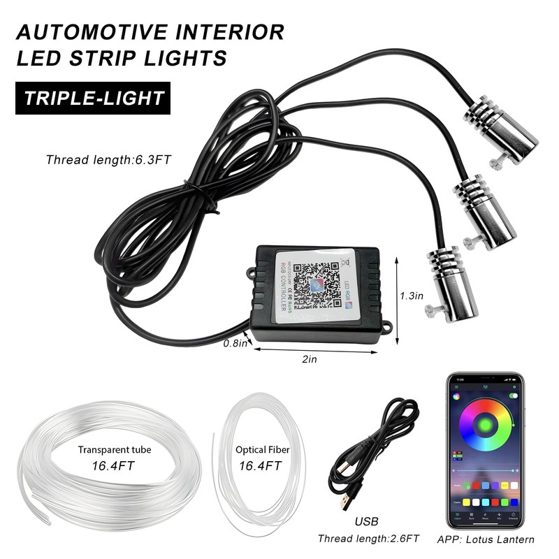 NYTKL Interior Car LED Strip Lights with APP Control, 3