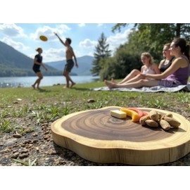 Extra-Large Live-Edge Acacia Wood Cutting Board – Naturally Chopped Rustic Wooden Charcuterie Board, Durable Chopping Block, Serving Tray for Kitchen, Meat, Cheese & Entertaining