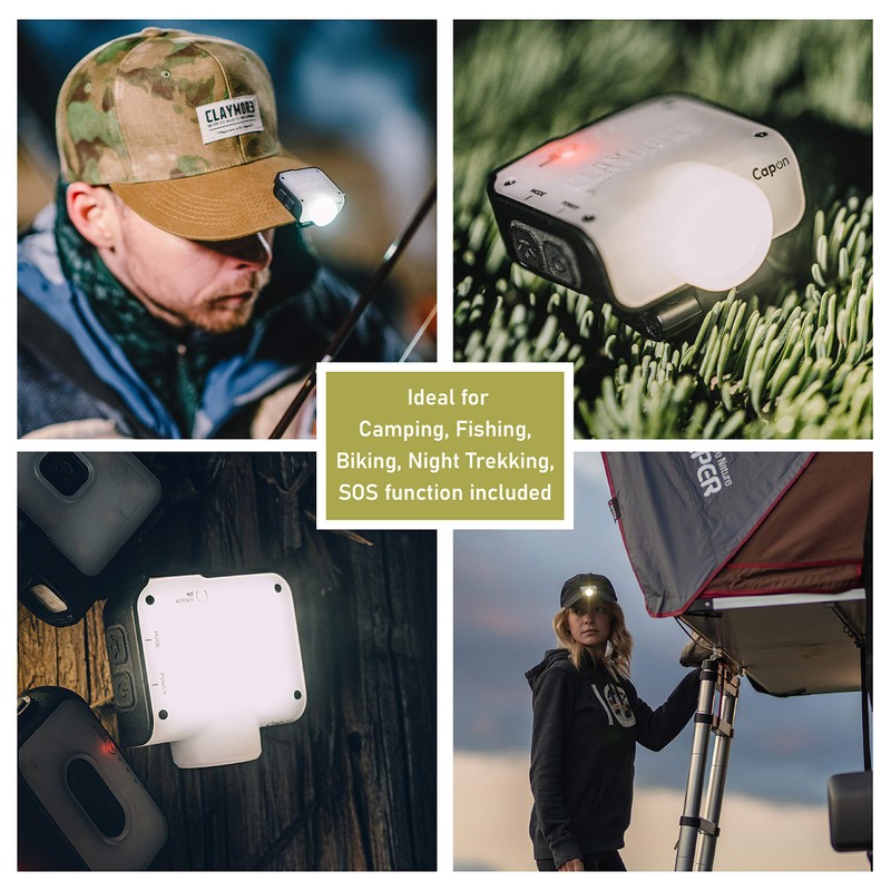 Claymore Capon 80C (Tan) - LED Rechargeable Clip-On Cap Headlamp,