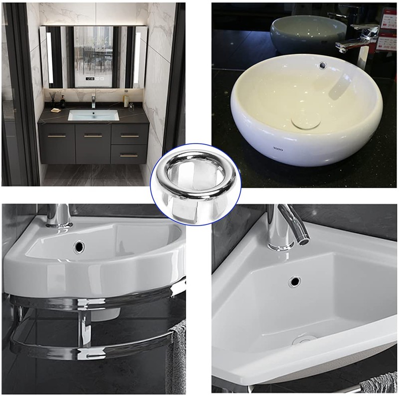 BlingKingdom 3pcs Sink Overflow Ring Hole Round Basin Trim Drain