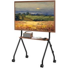 ECOTINY Easel Rolling TV Stand for 49-80 Inch TV Screen up to 110 LBS, Portable TV Stand with Wheels, Rolling TV Cart for Business, Office, School, Home, Black