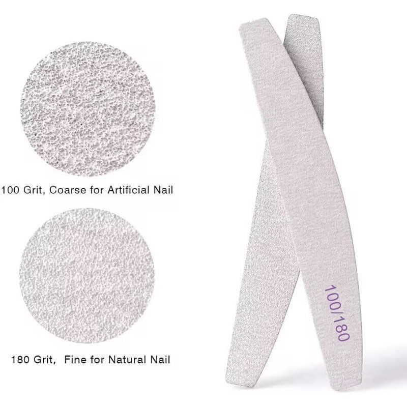 8PCS Professional Nail Files Double Sided Emery Board 100/180 Grit
