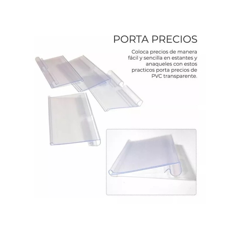 EGTMA Kit 200 Porta Precio Plano Gondolas Autoservicios