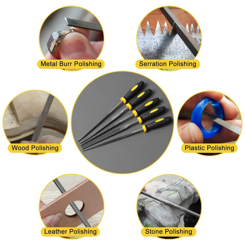 Zigdiptek Mini Metal Needle File Set, 5pcs, Small Hand Files