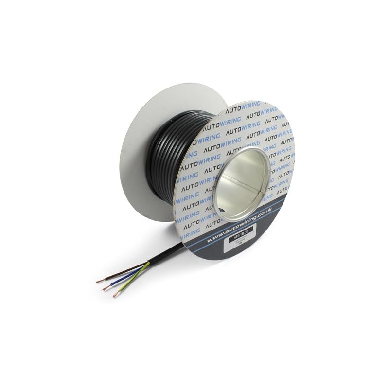 AUTOWIRING 3 Core Flex Black PVC Flexible Cable 1.0mm2 10