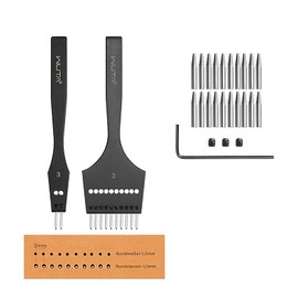 WUTA Removable Circle Leather Hole Punch Tool Professional Leather Spacing Punch Tool DIY Leather Set (3 mm - 2 + 10)