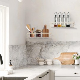 Uten Floating Shelves, Wall Mounted Iron Shelves Set of 2, Bathroom Storage Iron Shelves with Towel Rack, Wall Hanging Organizer Decor Shelf for Bathroom, Kitchen, Bedroom, Living Room