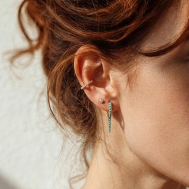 MYEARS Gold Turquoise Huggie Hoop Earrings for Women 14K Gold Plated Hypoallergenic Spike Earrings Minimalist Jewelry Trendy
