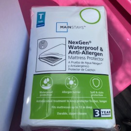 Mainstays NexGen Waterproof Anti-Allergen Zippered Mattress Protector, Twin