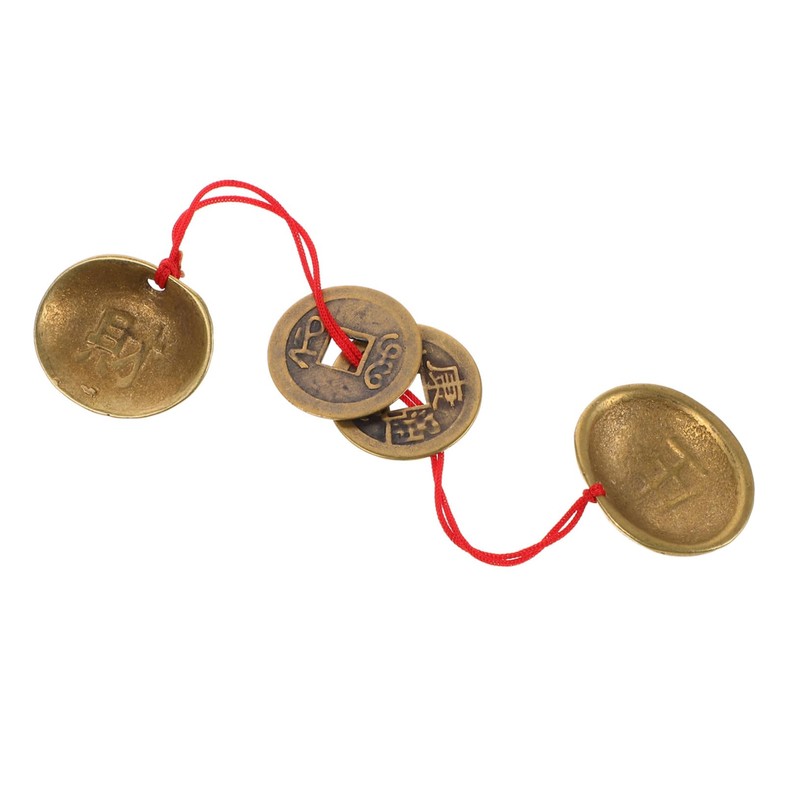 WOONEKY Brass Shell Divination Set with Chinese Wealth Coins Yinyang